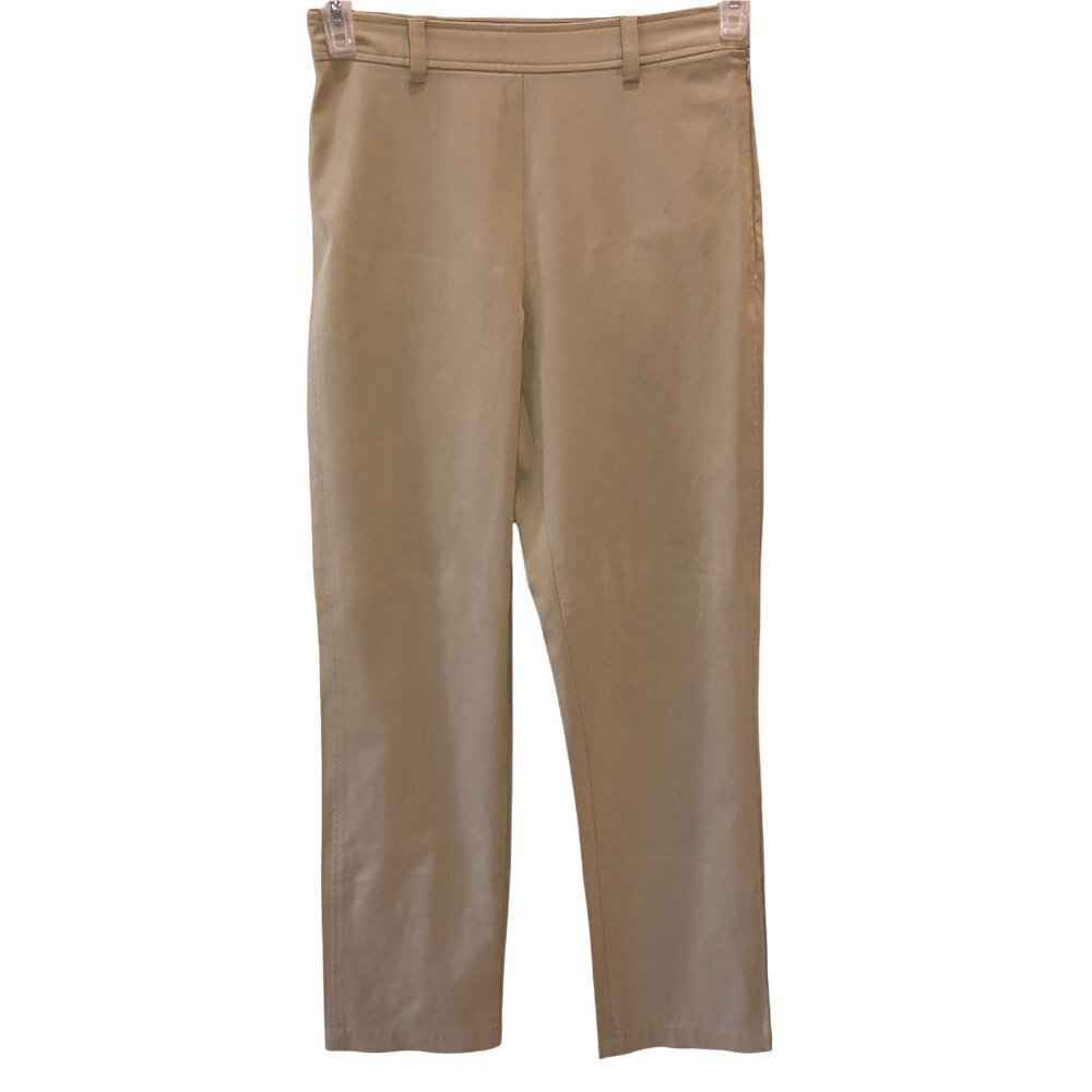 DKNY Womens Size 4 Beige Khaki Side Zip Flat Front Straight Leg Pants